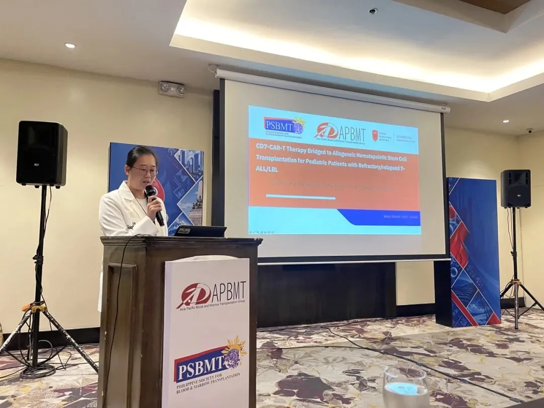 Dr. Yang Dongfang delivering an oral presentation at the 31st Annual Meeting of the Asia-Pacific Blood and Marrow Transplantation Group, Manila, October 2026