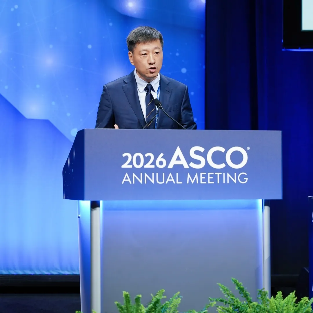 Prof. Li Jin speaking at ASCO 2026 about Chinese original ADC innovations